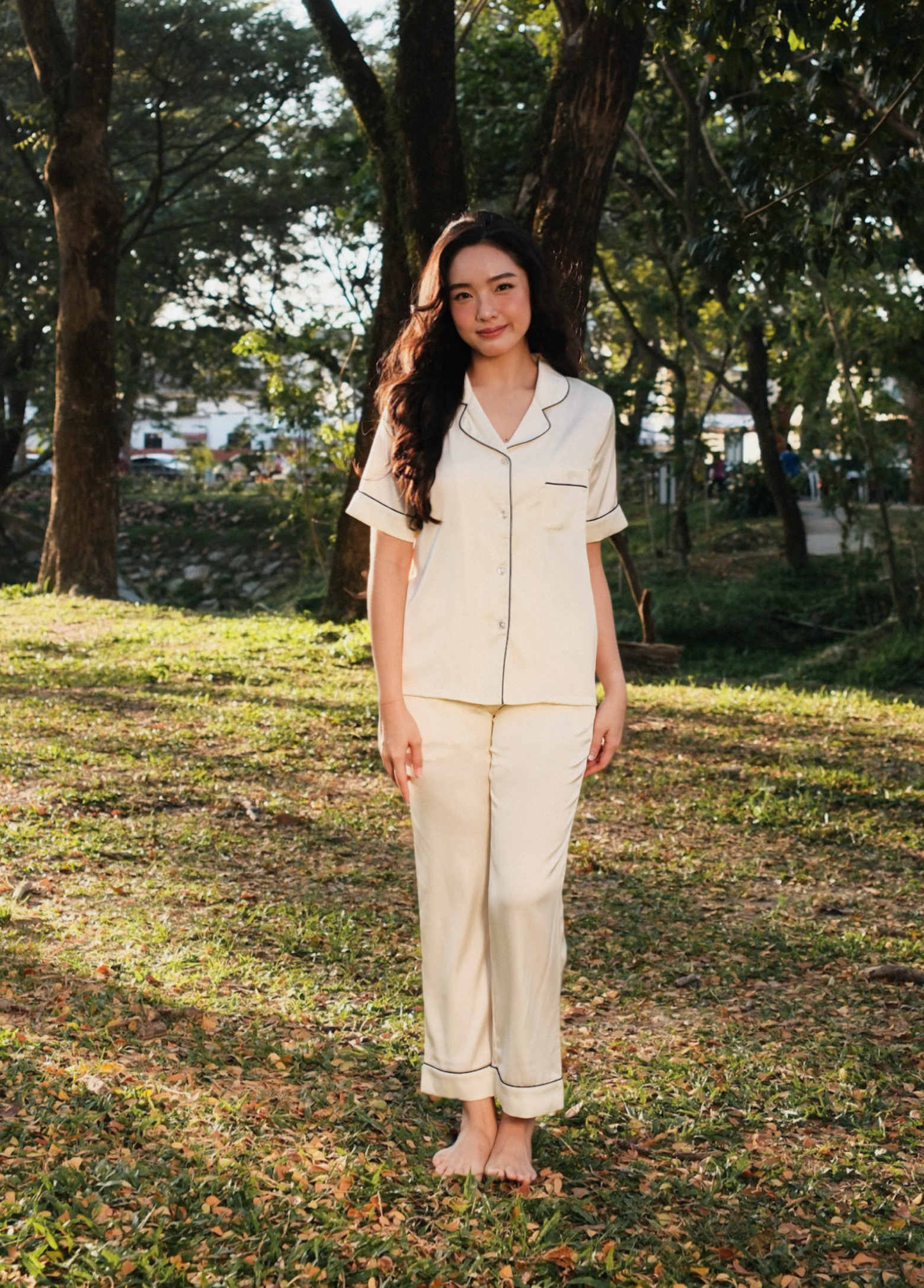 TIMELESS Champagne Ivory Short-Sleeve & Pants Set