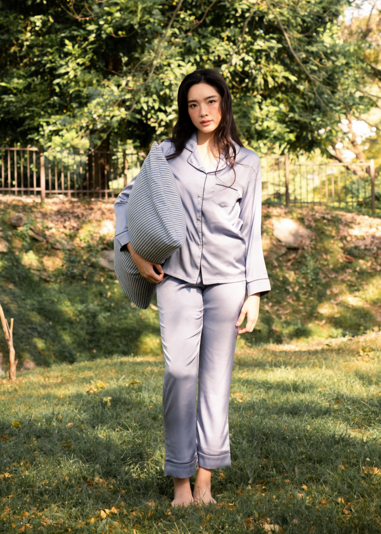 TIMELESS Dusty Slate Blue Long-Sleeve & Pants Set
