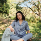 TIMELESS Dusty Slate Blue Short-Sleeve & Pants Set