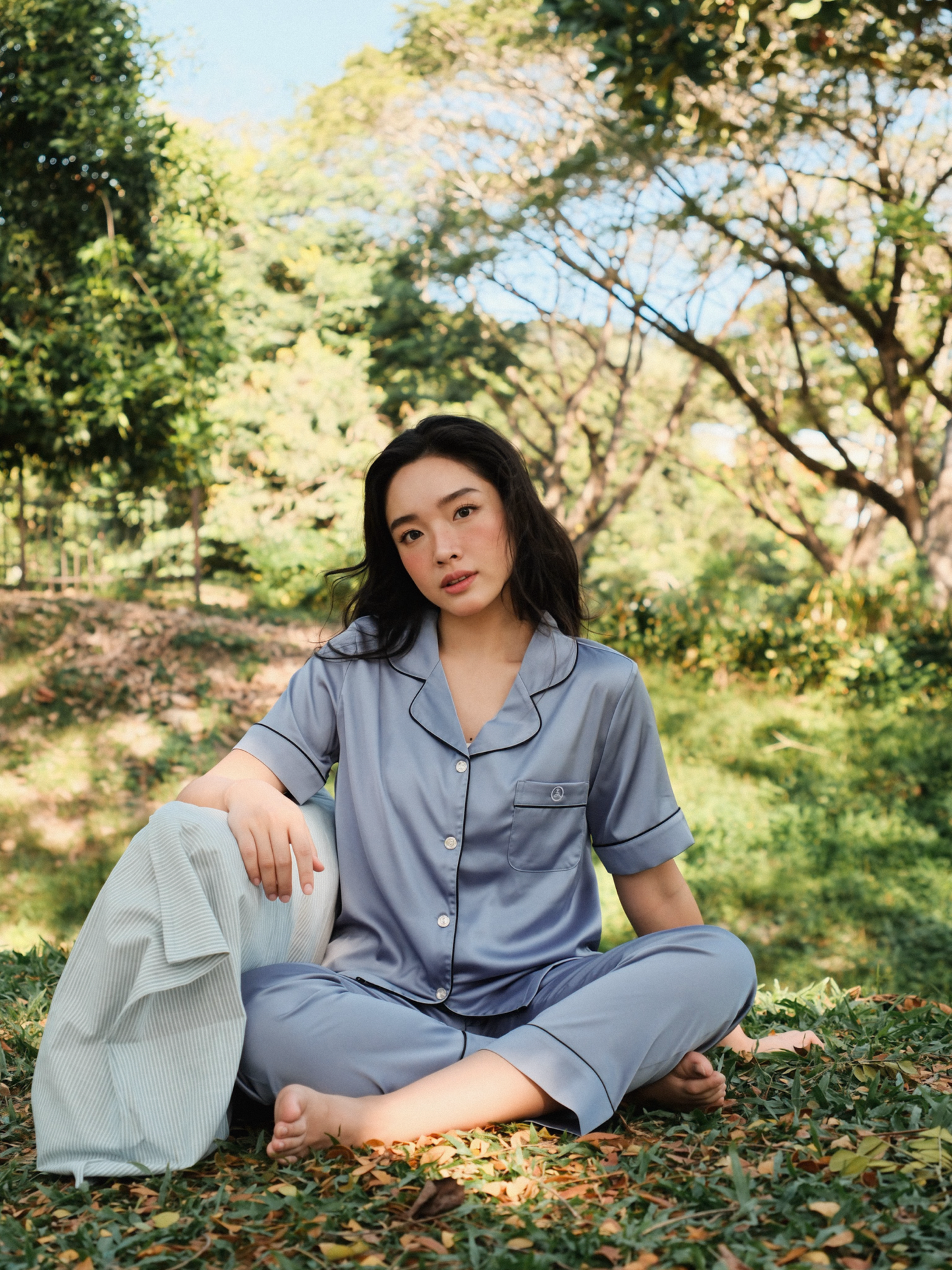 TIMELESS Dusty Slate Blue Short-Sleeve & Pants Set