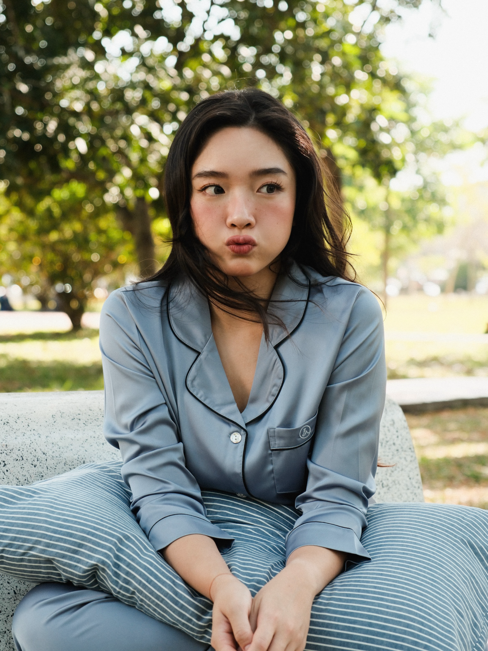 TIMELESS Dusty Slate Blue Long-Sleeve & Pants Set