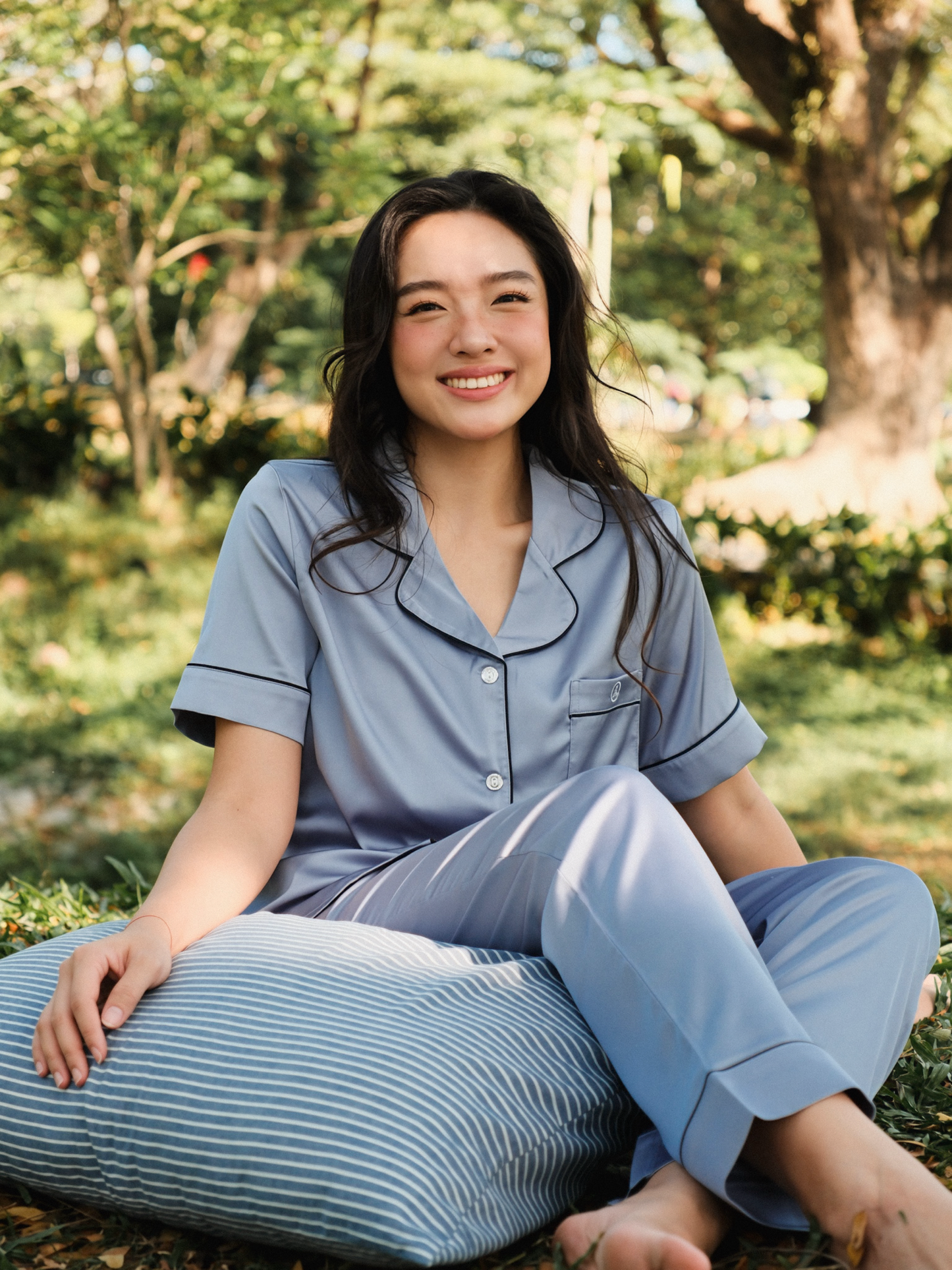 TIMELESS Dusty Slate Blue Short-Sleeve & Pants Set
