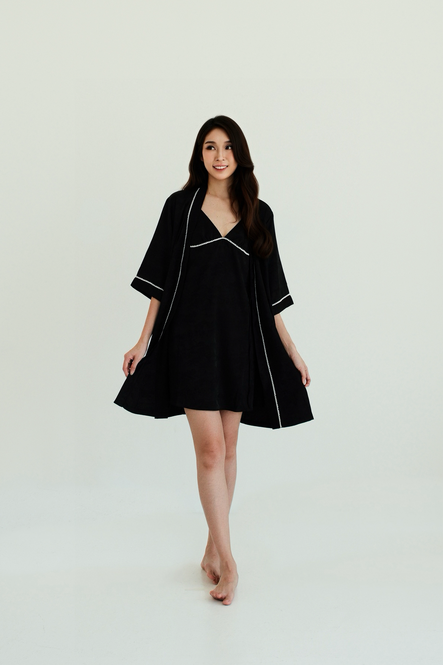 BEA Black Short Nightgown Rope Set