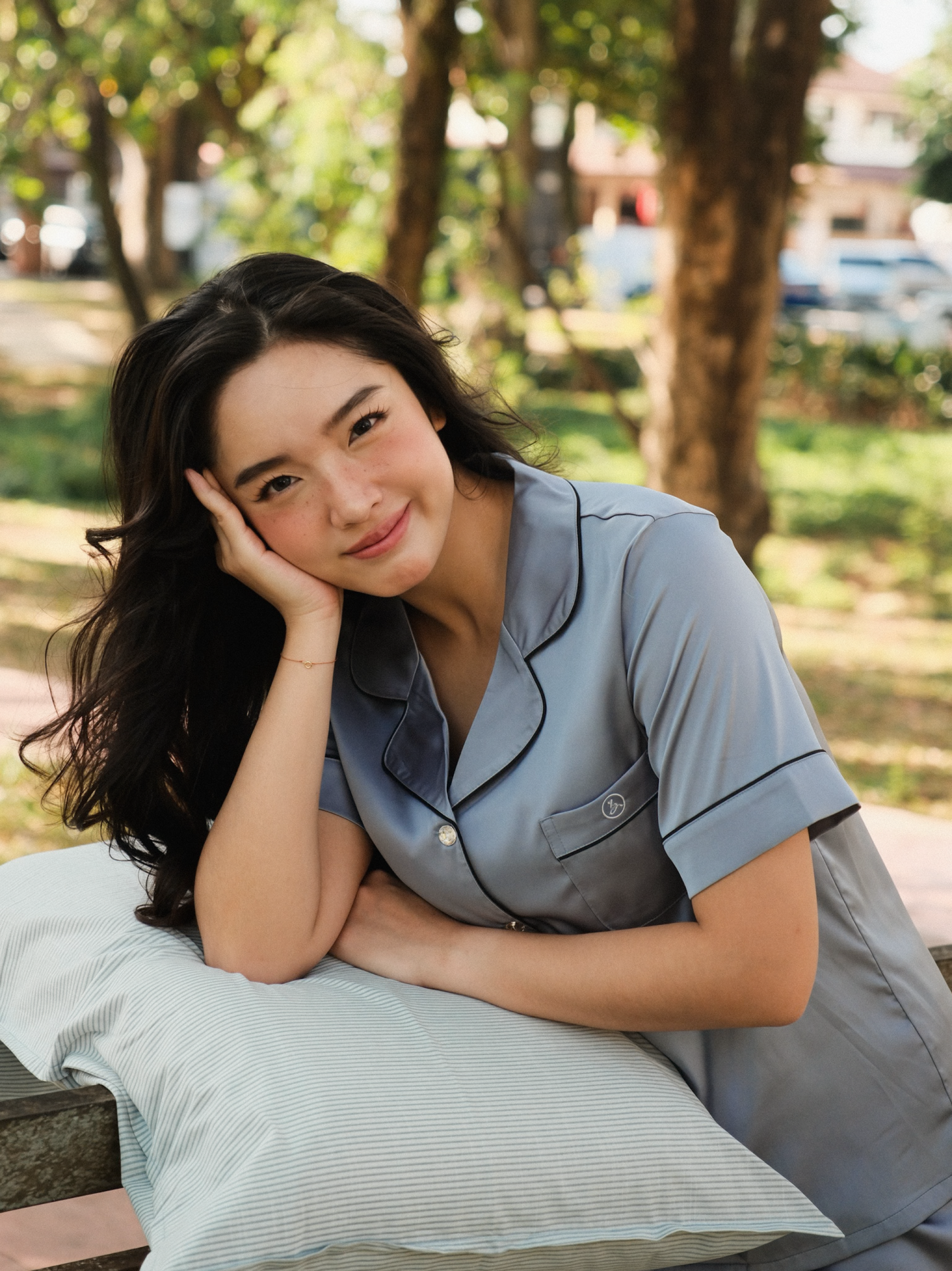 TIMELESS Dusty Slate Blue Short-Sleeve & Shorts Set