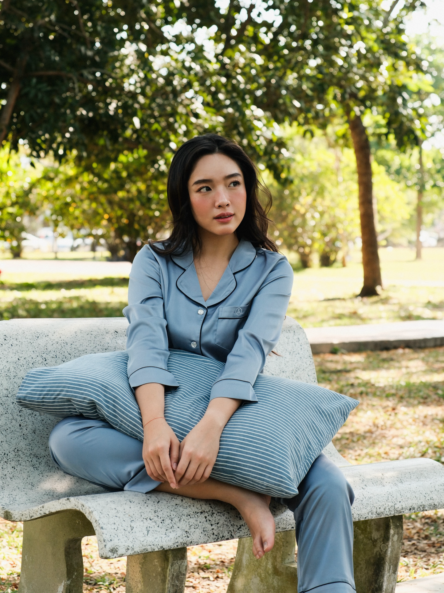 TIMELESS Dusty Slate Blue Long-Sleeve & Pants Set