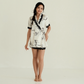 LUNAR Bamboo Print Lace-Trim Kimono Set
