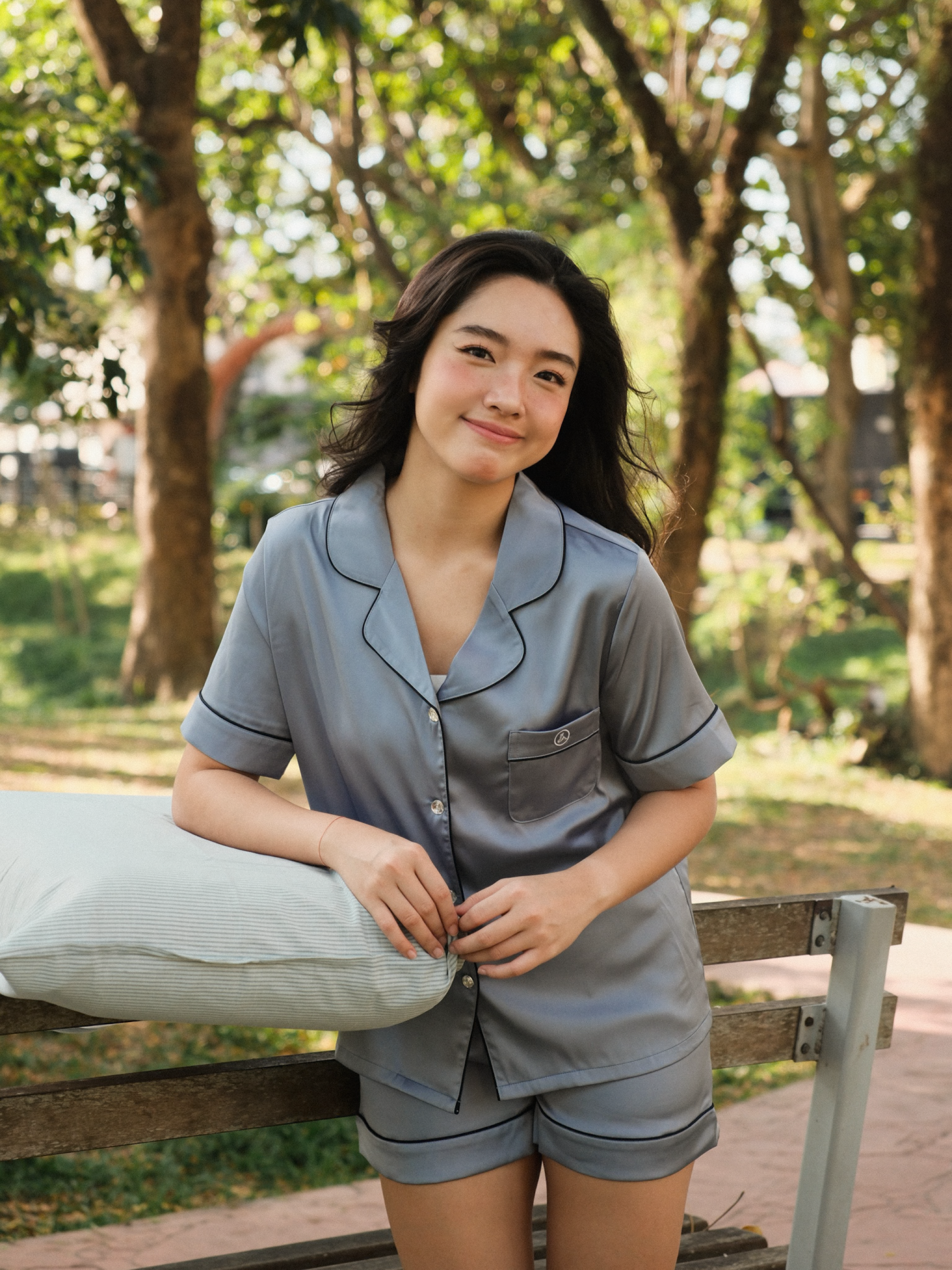 TIMELESS Dusty Slate Blue Short-Sleeve & Shorts Set