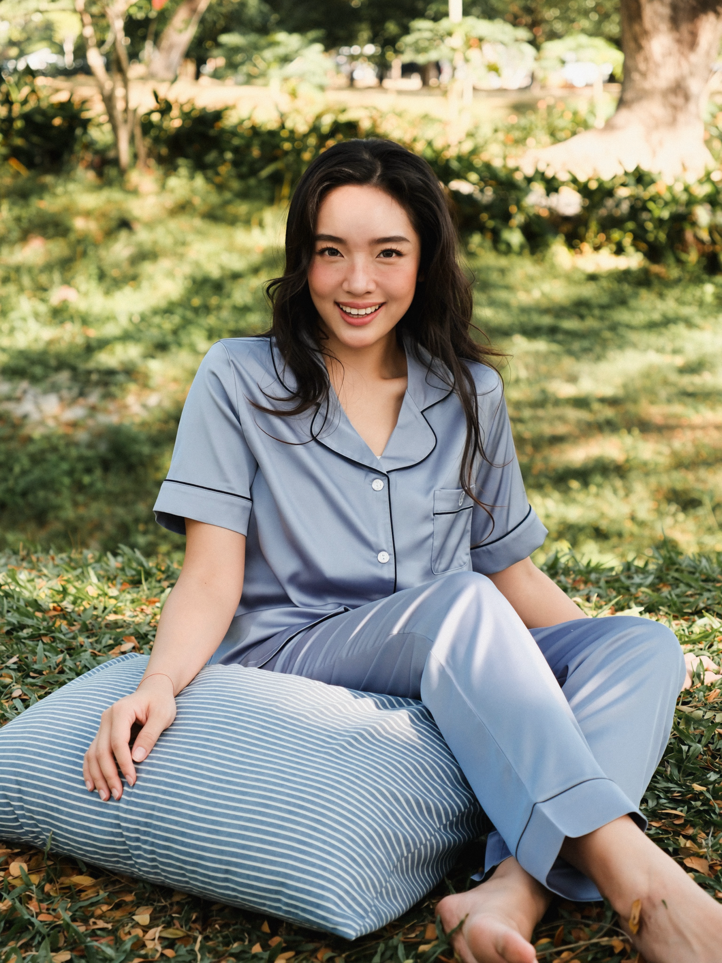 TIMELESS Dusty Slate Blue Short-Sleeve & Pants Set