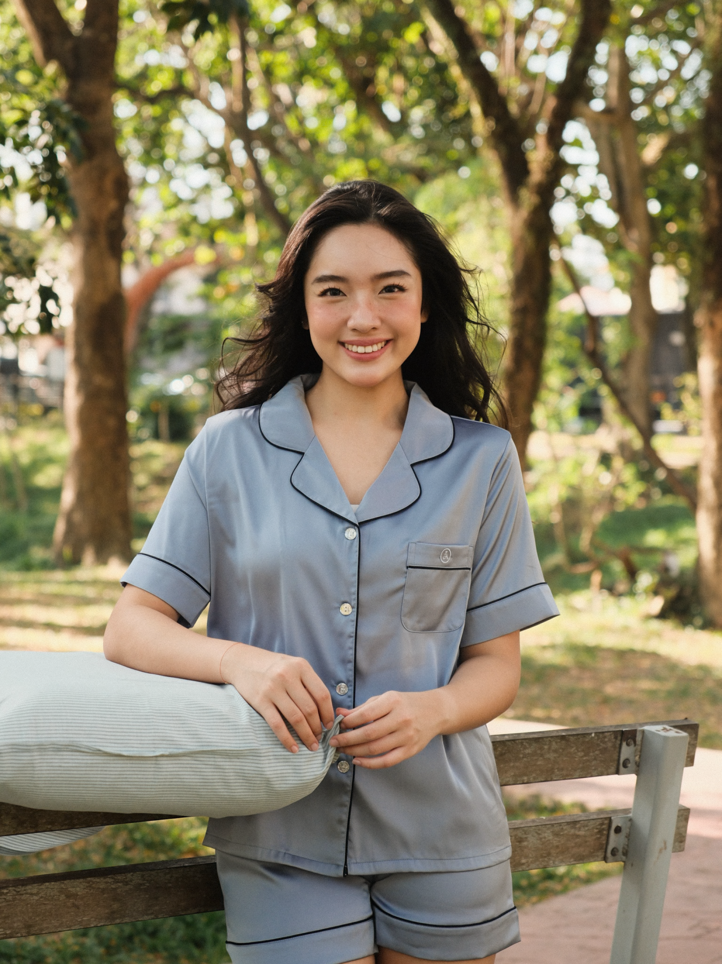 TIMELESS Dusty Slate Blue Short-Sleeve & Shorts Set