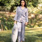 TIMELESS Dusty Slate Blue Long-Sleeve & Pants Set