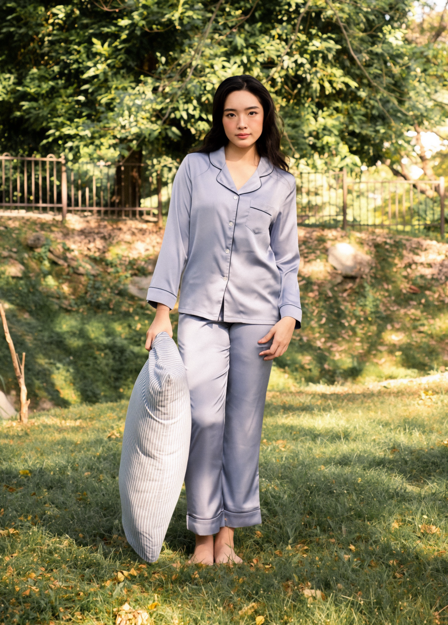 TIMELESS Dusty Slate Blue Long-Sleeve & Pants Set