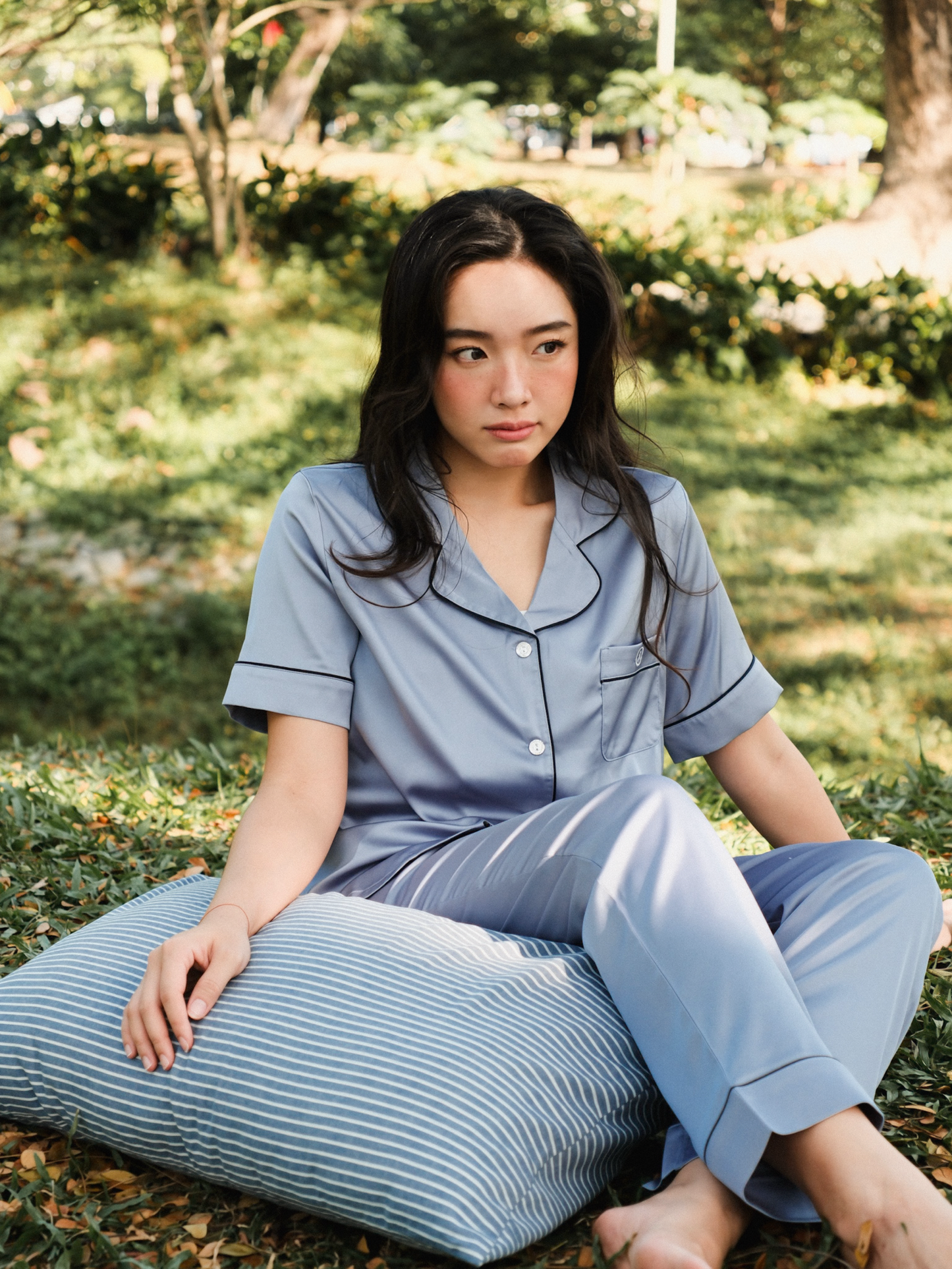 TIMELESS Dusty Slate Blue Short-Sleeve & Pants Set