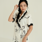LUNAR Bamboo Print Lace-Trim Kimono Set