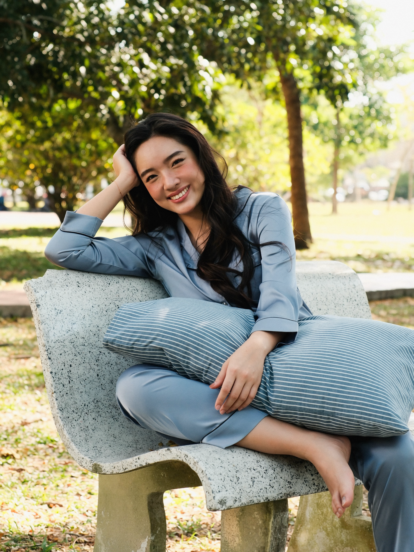 TIMELESS Dusty Slate Blue Long-Sleeve & Pants Set
