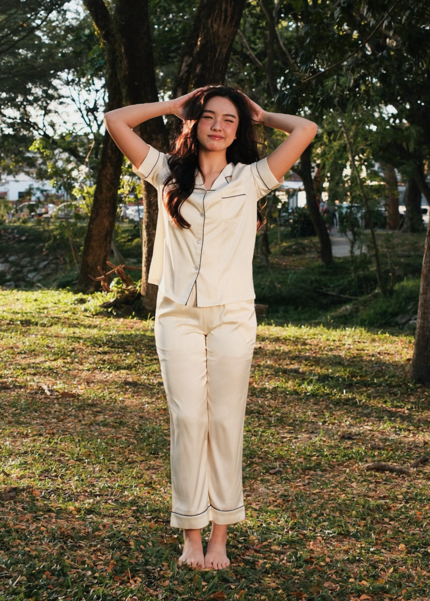 TIMELESS Champagne Ivory Short-Sleeve & Pants Set