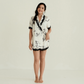 LUNAR Bamboo Print Lace-Trim Kimono Set