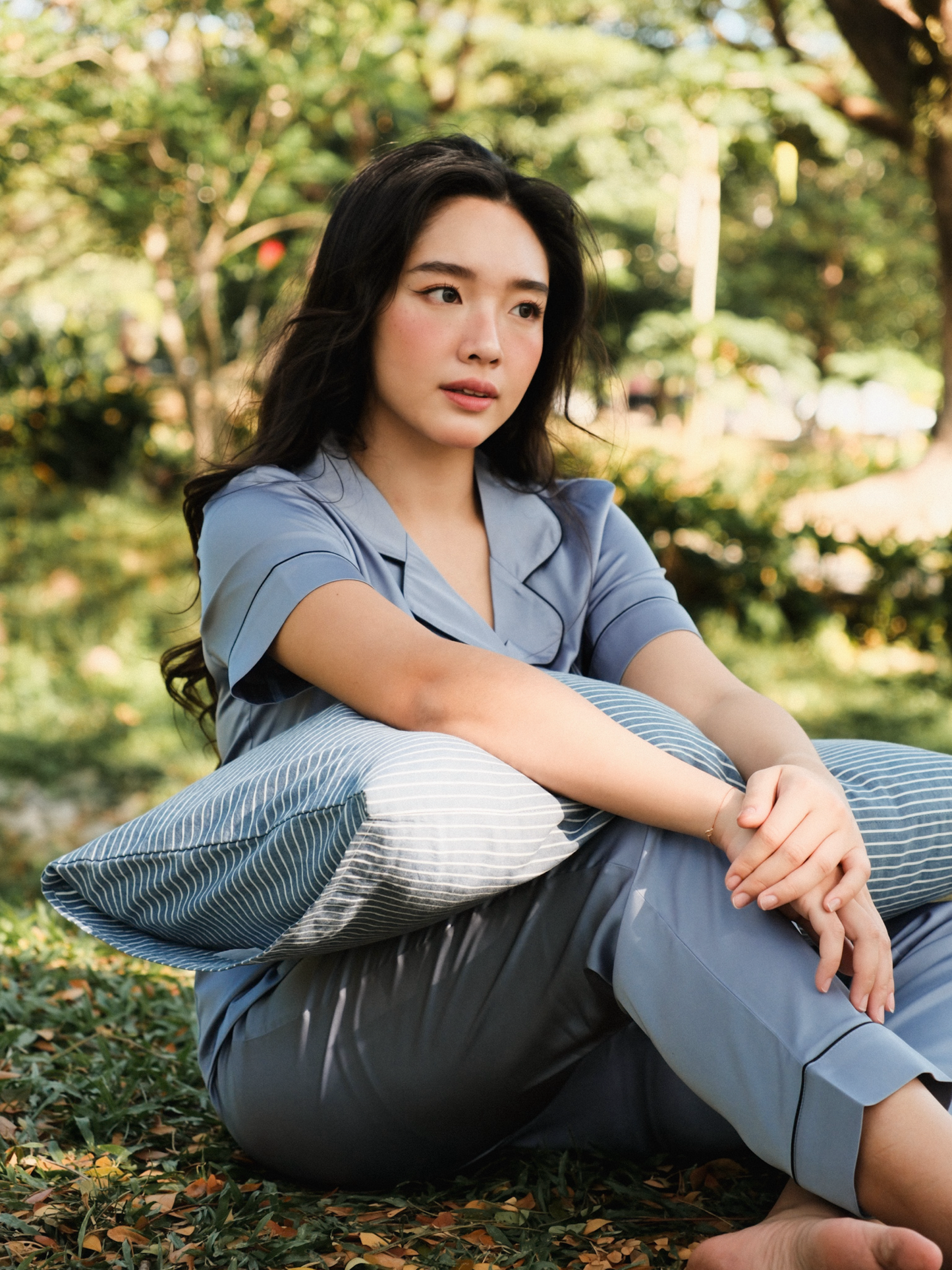 TIMELESS Dusty Slate Blue Short-Sleeve & Pants Set