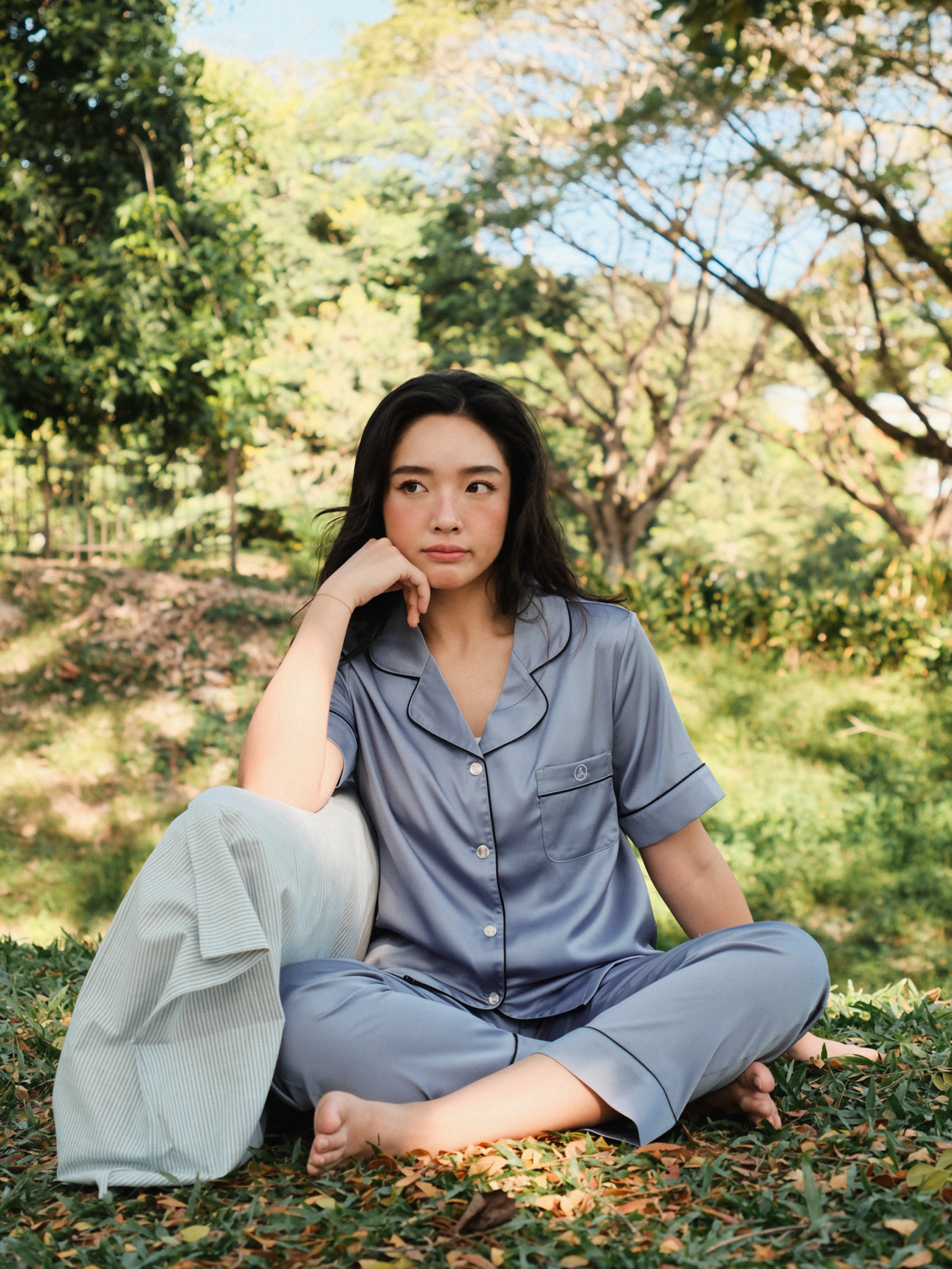 TIMELESS Dusty Slate Blue Short-Sleeve & Pants Set