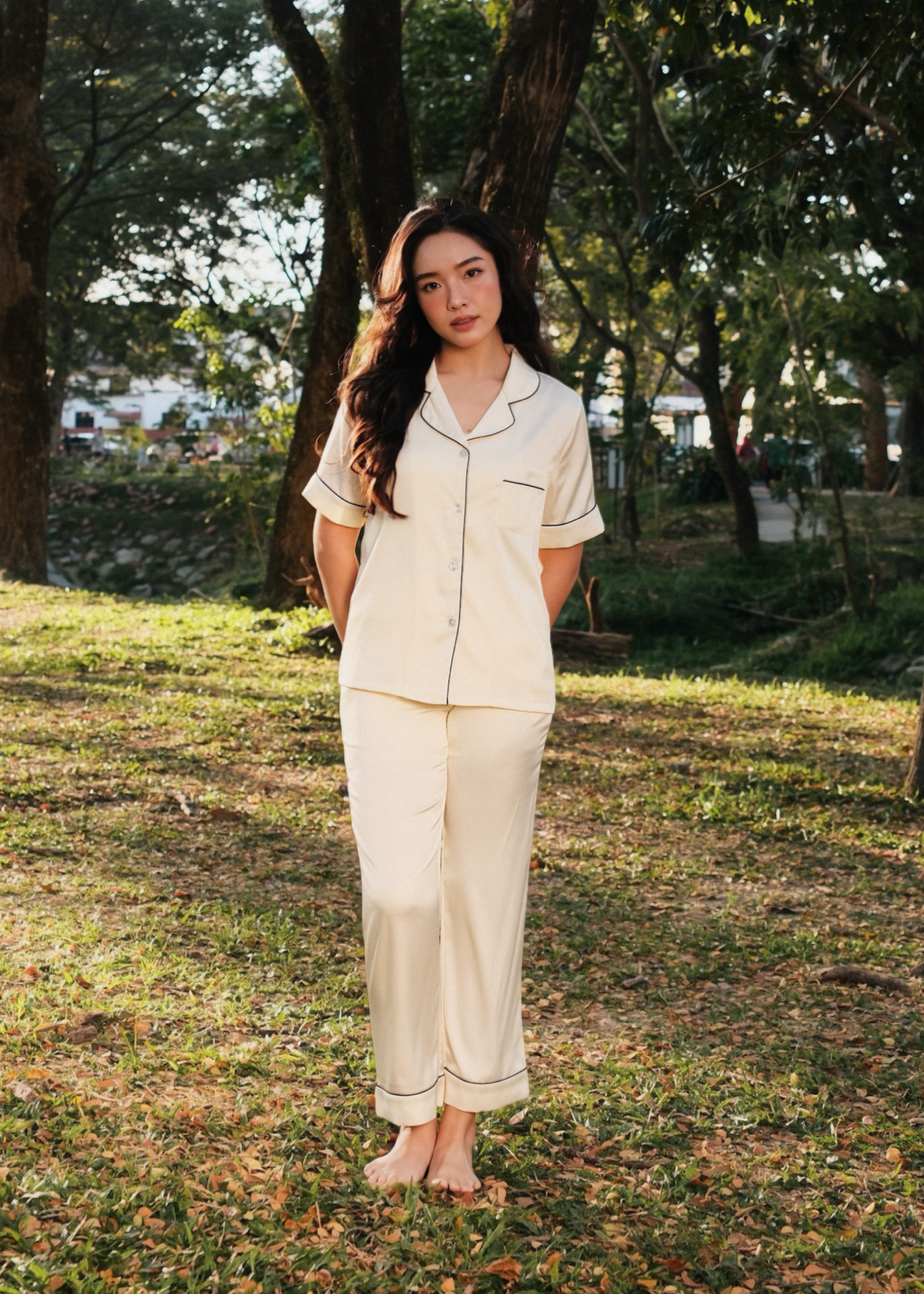TIMELESS Champagne Ivory Short-Sleeve & Pants Set